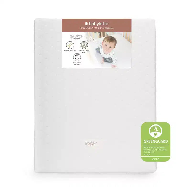 4" Midi Crib Mattress with Hybrid Quilted Waterproof Cover: Medium Firm, 100% Organic Cotton, Breathable, Foam