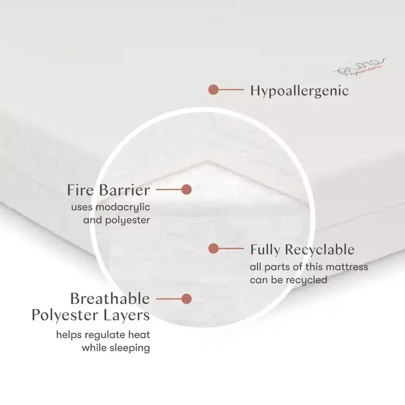 4" Midi Crib Mattress with Hybrid Quilted Waterproof Cover: Medium Firm, 100% Organic Cotton, Breathable, Foam