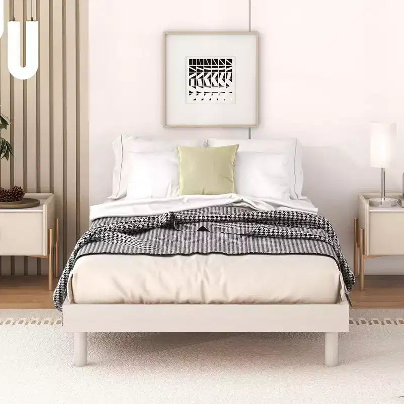 Modern Design Full Floating Platform Bed Frame for Grey Color