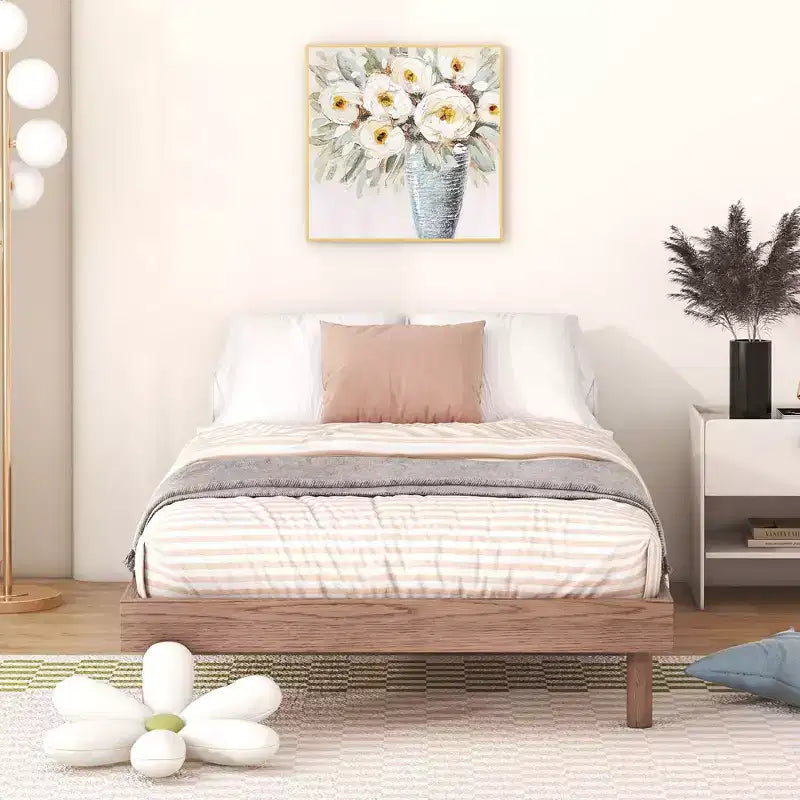 Modern Design Full Floating Platform Bed Frame for Grey Color