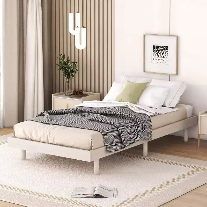 Modern Design Full Floating Platform Bed Frame for Grey Color