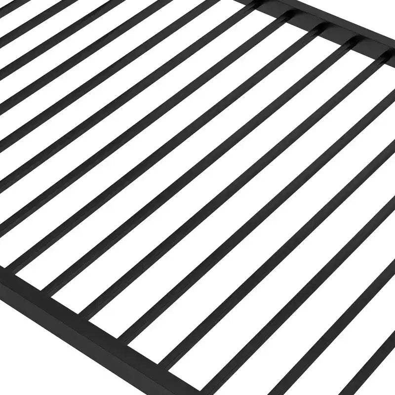 Twin over Twin Metal Low Bunk Bed with Ladder and Guardrail