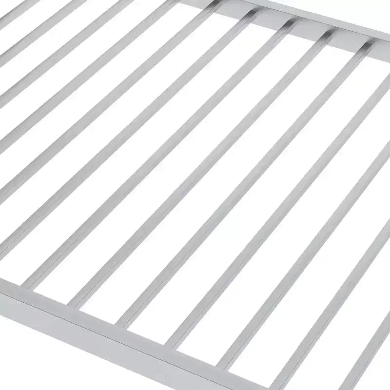 Twin over Twin Metal Low Bunk Bed with Ladder and Guardrail