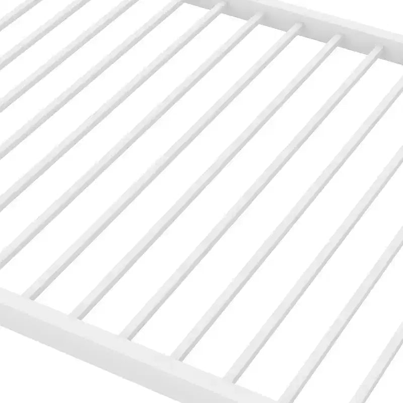 Twin over Twin Metal Low Bunk Bed with Ladder and Guardrail