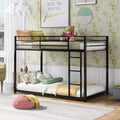 Whisen Twin over Twin Metal Low Bunk Bed with Ladder and Guardrail