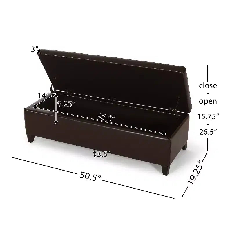 Contemporary Birch Wood Upholstered Storage Ottoman