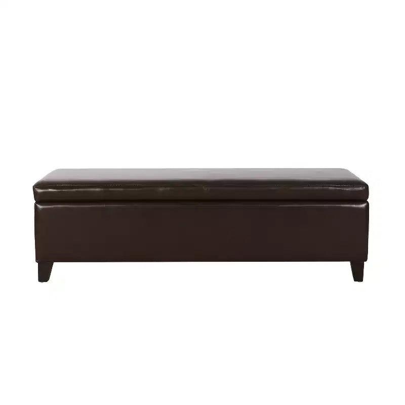 Contemporary Birch Wood Upholstered Storage Ottoman