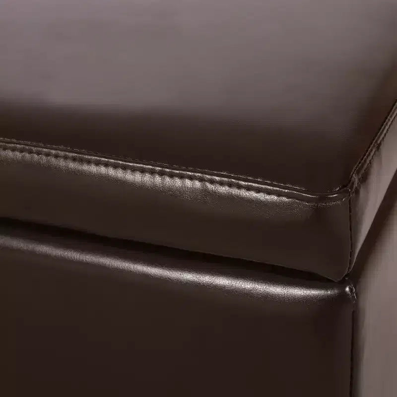 Contemporary Birch Wood Upholstered Storage Ottoman