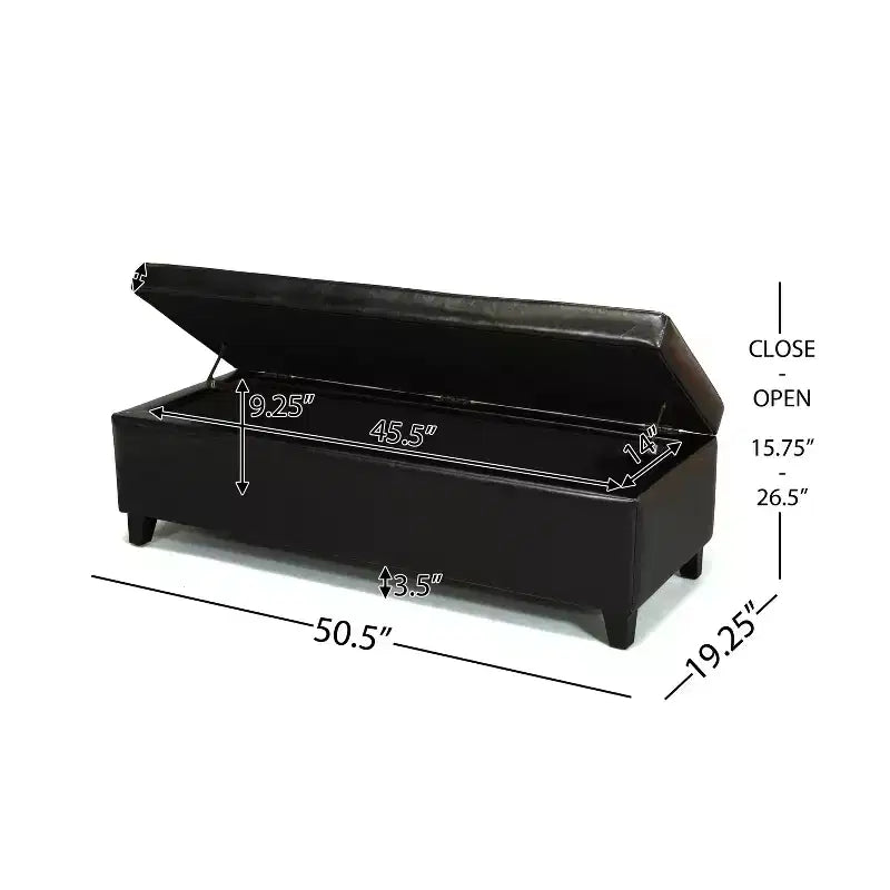 Contemporary Birch Wood Upholstered Storage Ottoman