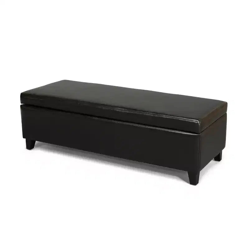 Contemporary Birch Wood Upholstered Storage Ottoman