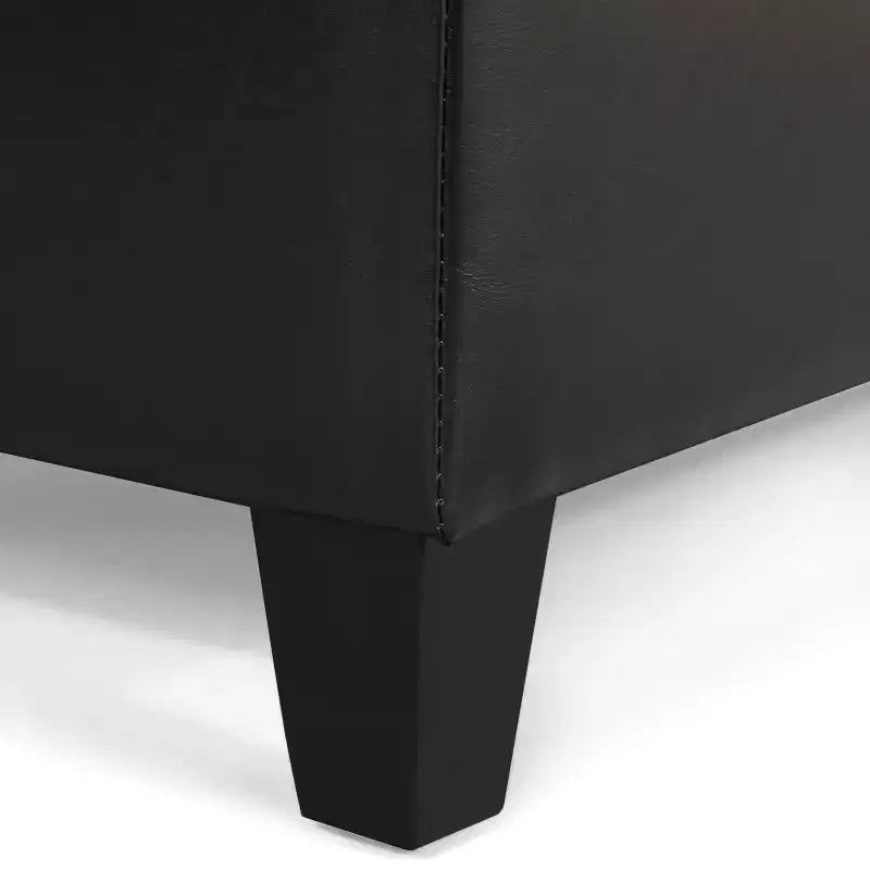 Contemporary Birch Wood Upholstered Storage Ottoman