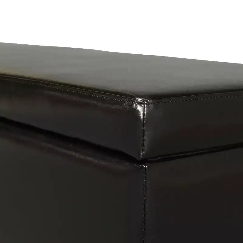 Contemporary Birch Wood Upholstered Storage Ottoman