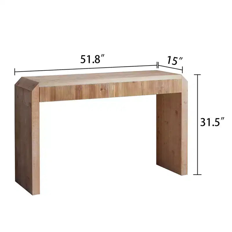 51.8 Wooden Console Table with Ribbed Textured Drawer
