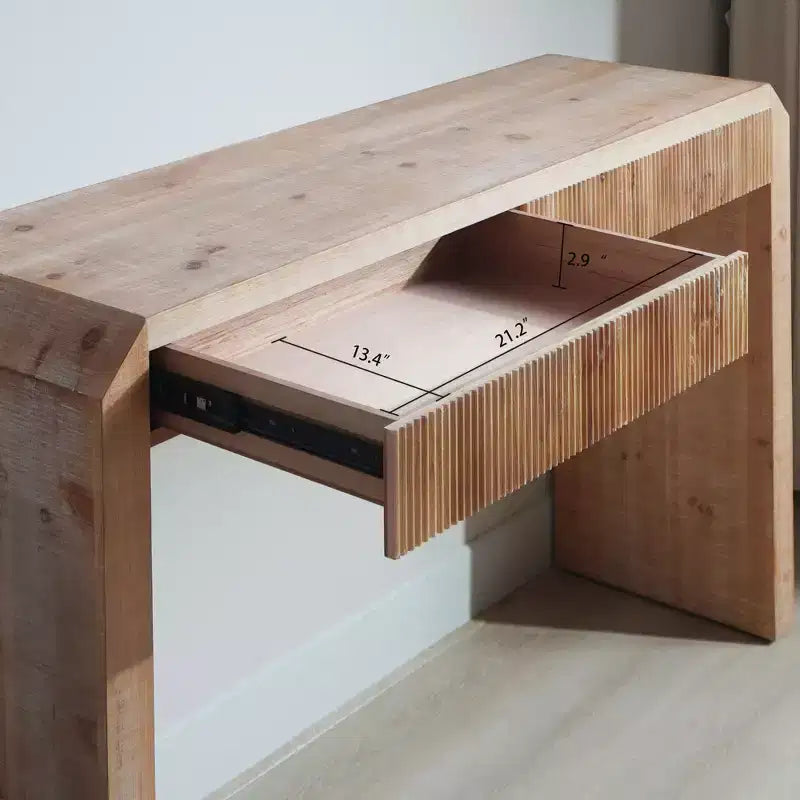 51.8 Wooden Console Table with Ribbed Textured Drawer