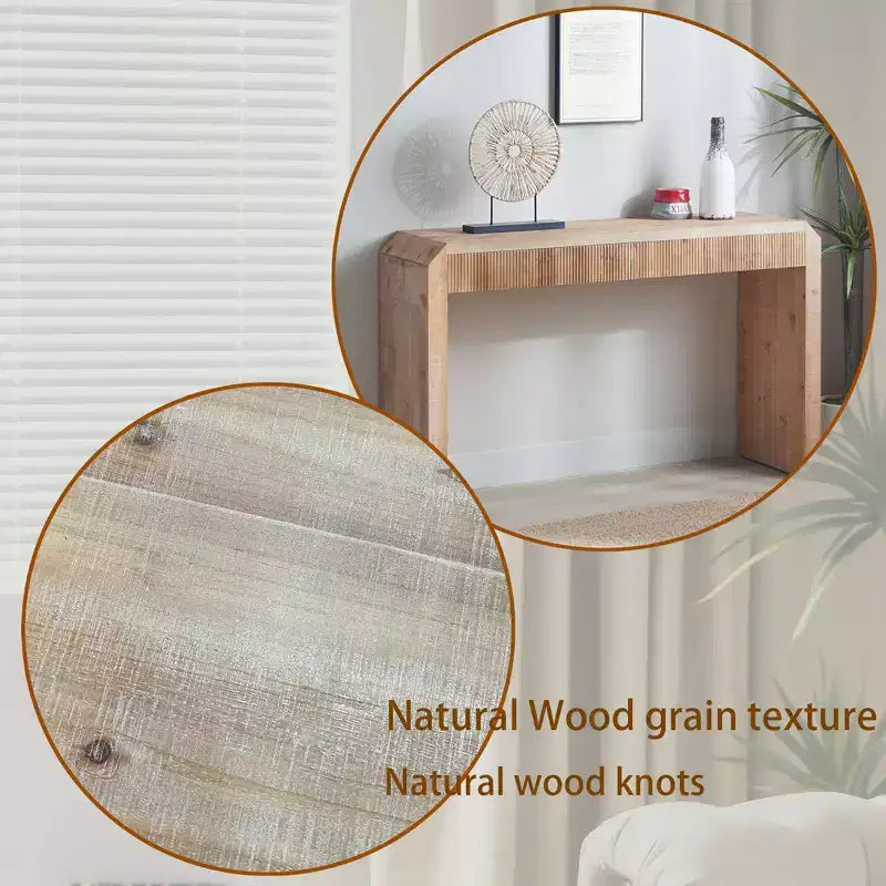 51.8 Wooden Console Table with Ribbed Textured Drawer