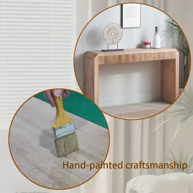 51.8 Wooden Console Table with Ribbed Textured Drawer