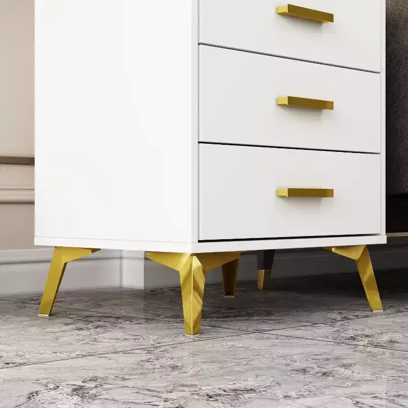 White Nightstand: Stylish Storage with Golden Accents