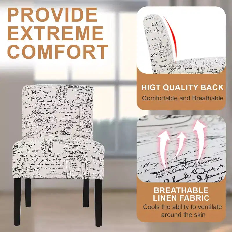 Dining Chair Accent Chair with Soft Fabric and Backrest for Living Room