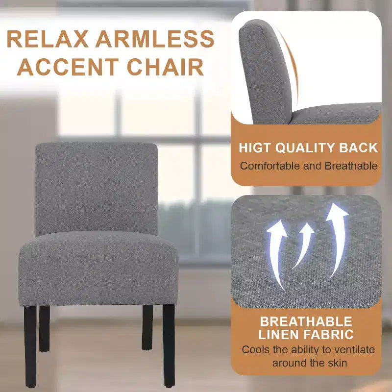 Dining Chair Accent Chair with Soft Fabric and Backrest for Living Room