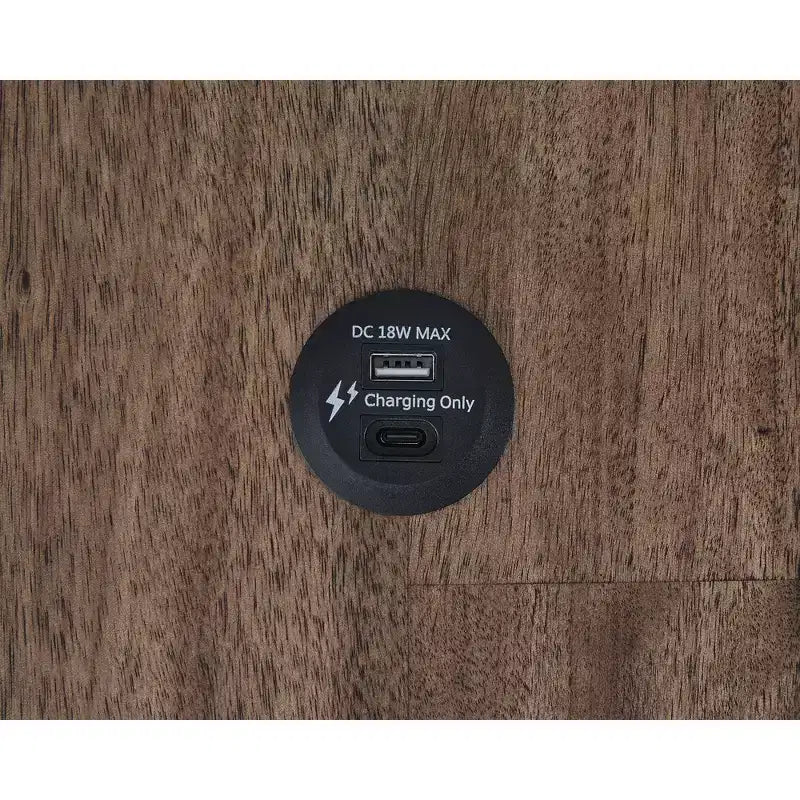 Rectangular One Drawer End Table with USB Charging, Black