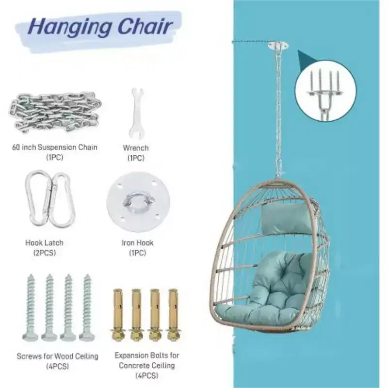 Outdoor Garden Rattan Egg Swing Chair Hanging Chair