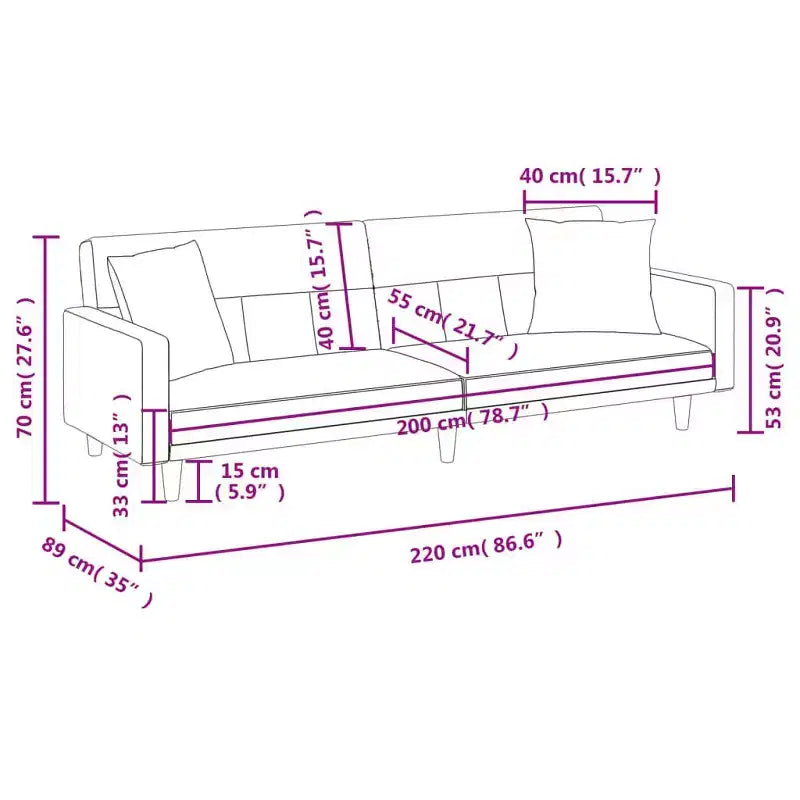 Sofa Bed Loveseat Convertible Sofa Bed with Cushions for Studio Fabric - Light Gray