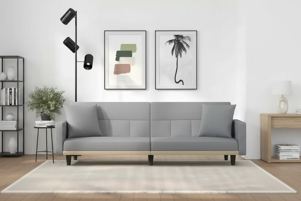 Sofa Bed Loveseat Convertible Sofa Bed with Cushions for Studio Fabric - Light Gray