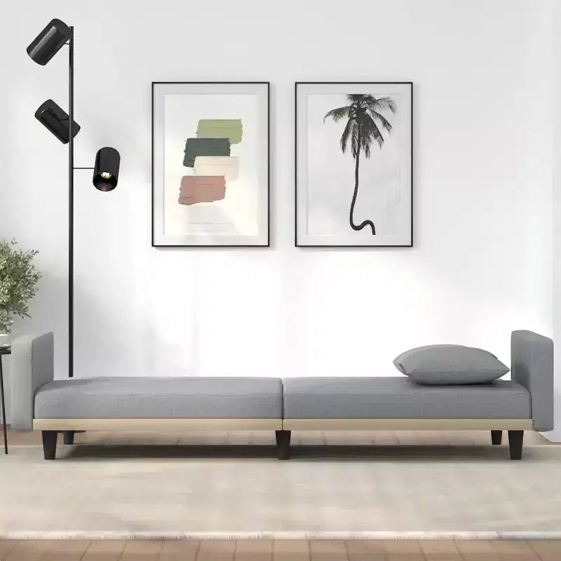 Sofa Bed Loveseat Convertible Sofa Bed with Cushions for Studio Fabric - Light Gray