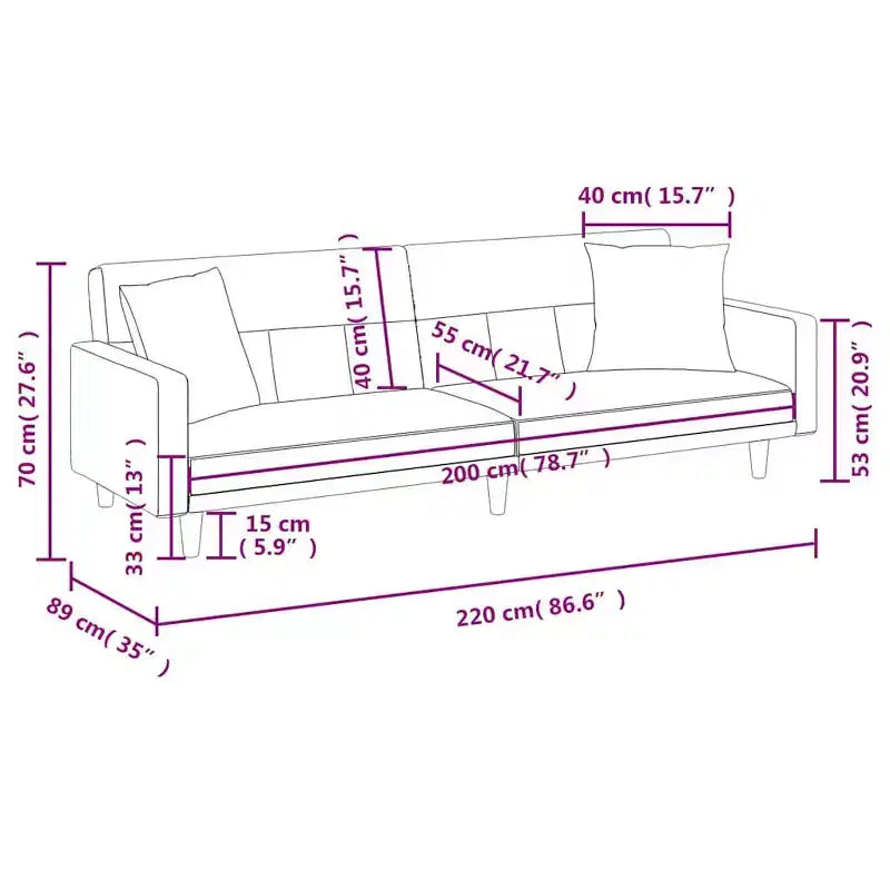 Sofa Bed Loveseat Convertible Sofa Bed with Cushions for Studio Fabric - Light Gray