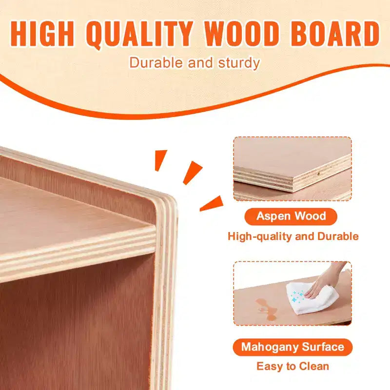 Cubby Mobile Tray Storage Cabinet, 5-Compartment Cubby Storage Shelf, Cubby Storage Cabinet 2-shelf, Classroom Cubbies, Natural