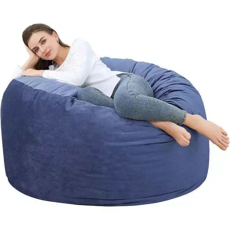 4FT Velvet Bean Bag Chair  Foam-Filled Round Lounger for Adults & Teens, Plush Soft Seating for Living Room, Dorm, or Lounge Areas