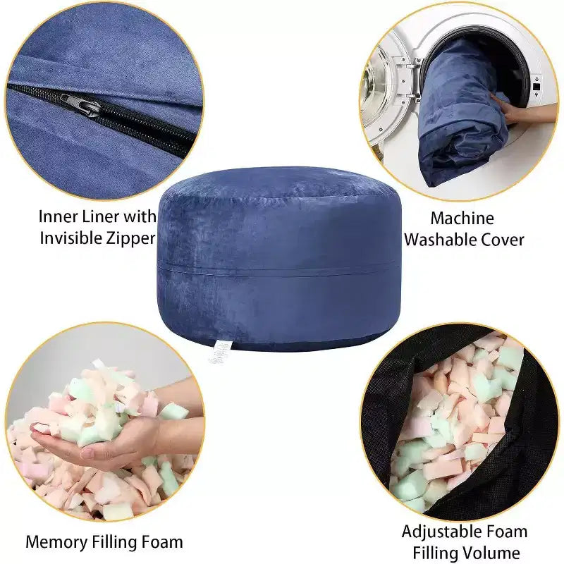 4FT Velvet Bean Bag Chair  Foam-Filled Round Lounger for Adults & Teens, Plush Soft Seating for Living Room, Dorm, or Lounge Areas