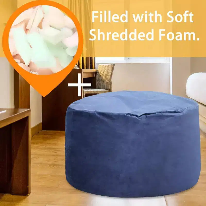 4FT Velvet Bean Bag Chair  Foam-Filled Round Lounger for Adults & Teens, Plush Soft Seating for Living Room, Dorm, or Lounge Areas