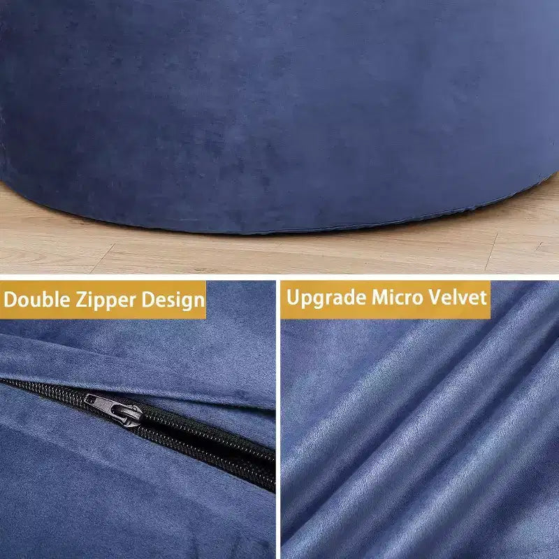 4FT Velvet Bean Bag Chair  Foam-Filled Round Lounger for Adults & Teens, Plush Soft Seating for Living Room, Dorm, or Lounge Areas