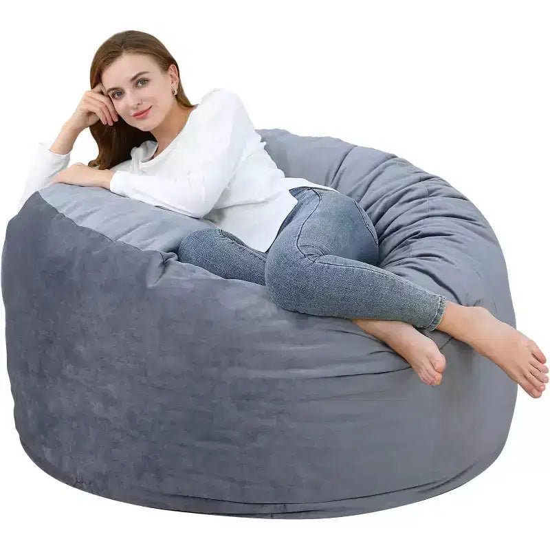 4FT Velvet Bean Bag Chair  Foam-Filled Round Lounger for Adults & Teens, Plush Soft Seating for Living Room, Dorm, or Lounge Areas