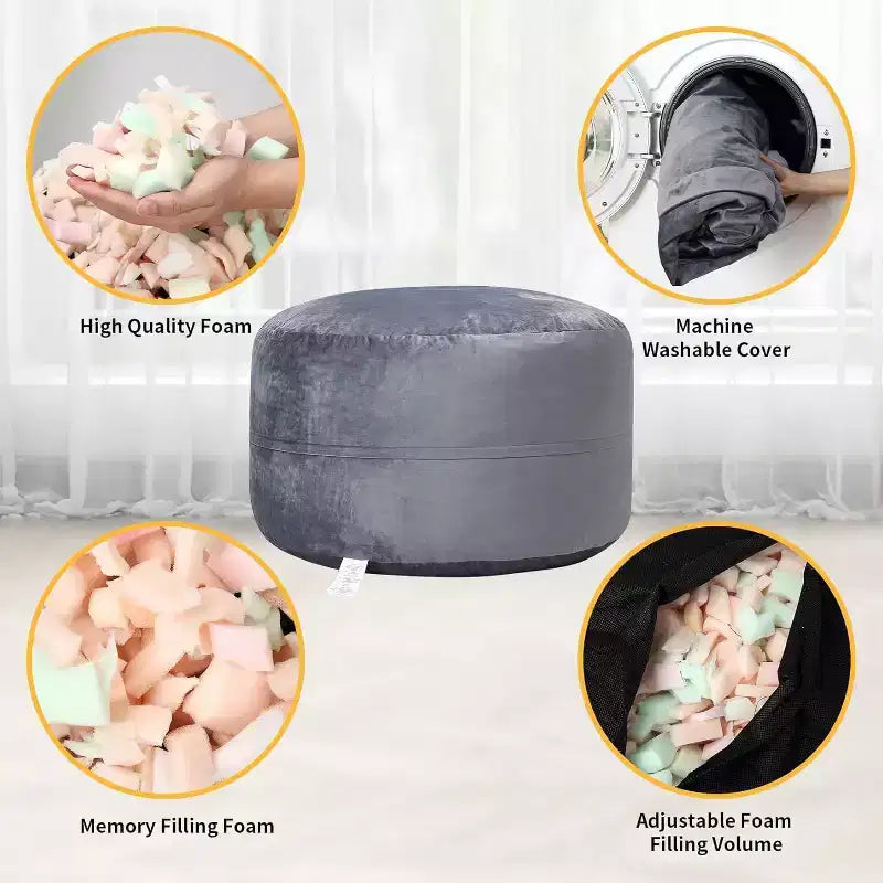 4FT Velvet Bean Bag Chair  Foam-Filled Round Lounger for Adults & Teens, Plush Soft Seating for Living Room, Dorm, or Lounge Areas
