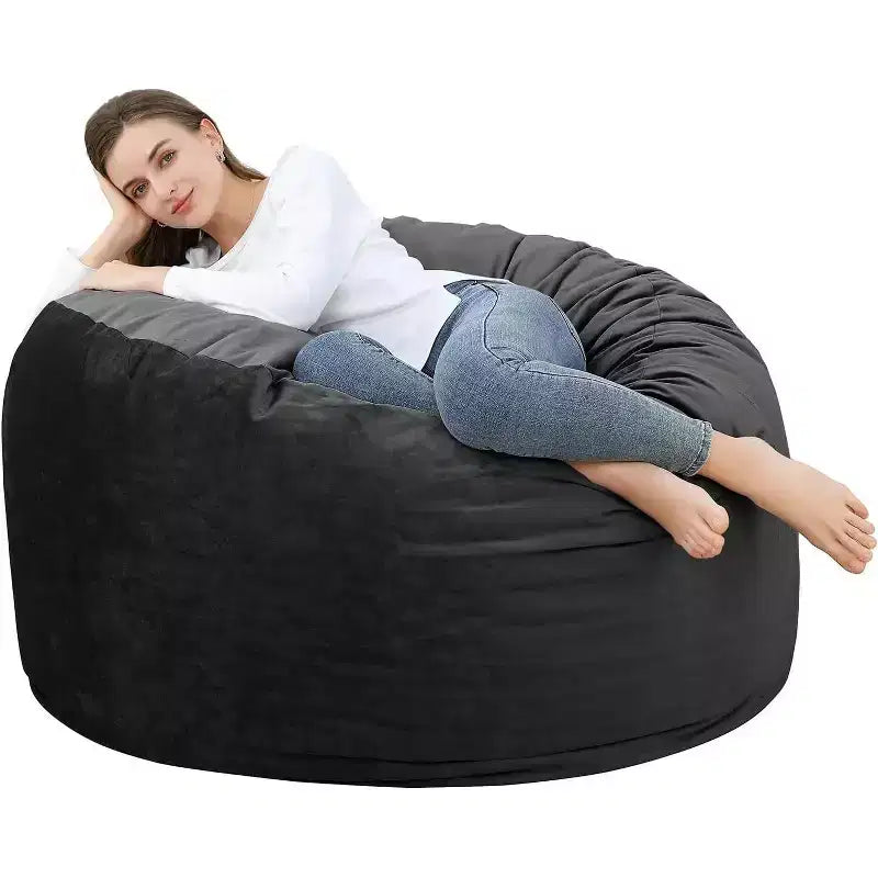 4FT Velvet Bean Bag Chair  Foam-Filled Round Lounger for Adults & Teens, Plush Soft Seating for Living Room, Dorm, or Lounge Areas
