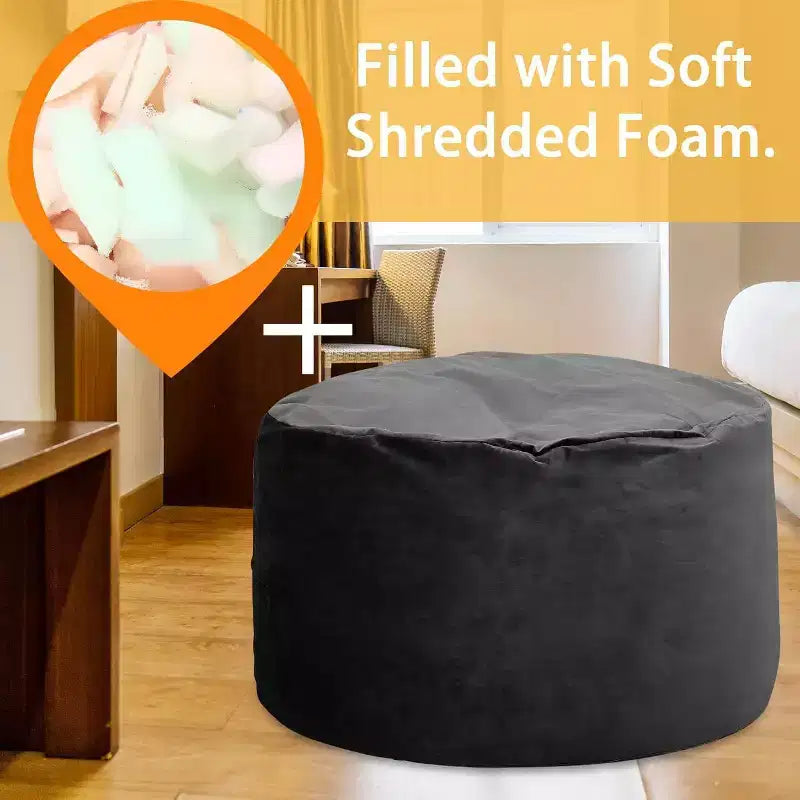 4FT Velvet Bean Bag Chair  Foam-Filled Round Lounger for Adults & Teens, Plush Soft Seating for Living Room, Dorm, or Lounge Areas