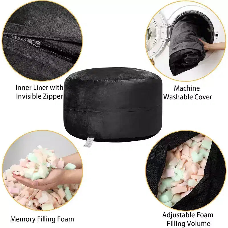 4FT Velvet Bean Bag Chair  Foam-Filled Round Lounger for Adults & Teens, Plush Soft Seating for Living Room, Dorm, or Lounge Areas