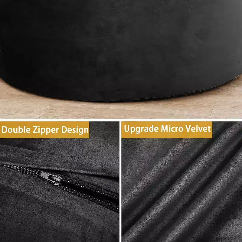 4FT Velvet Bean Bag Chair  Foam-Filled Round Lounger for Adults & Teens, Plush Soft Seating for Living Room, Dorm, or Lounge Areas
