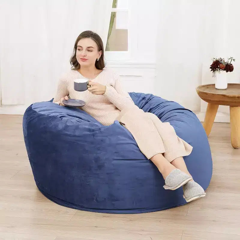 4FT Velvet Bean Bag Chair  Foam-Filled Round Lounger for Adults & Teens, Plush Soft Seating for Living Room, Dorm, or Lounge Areas