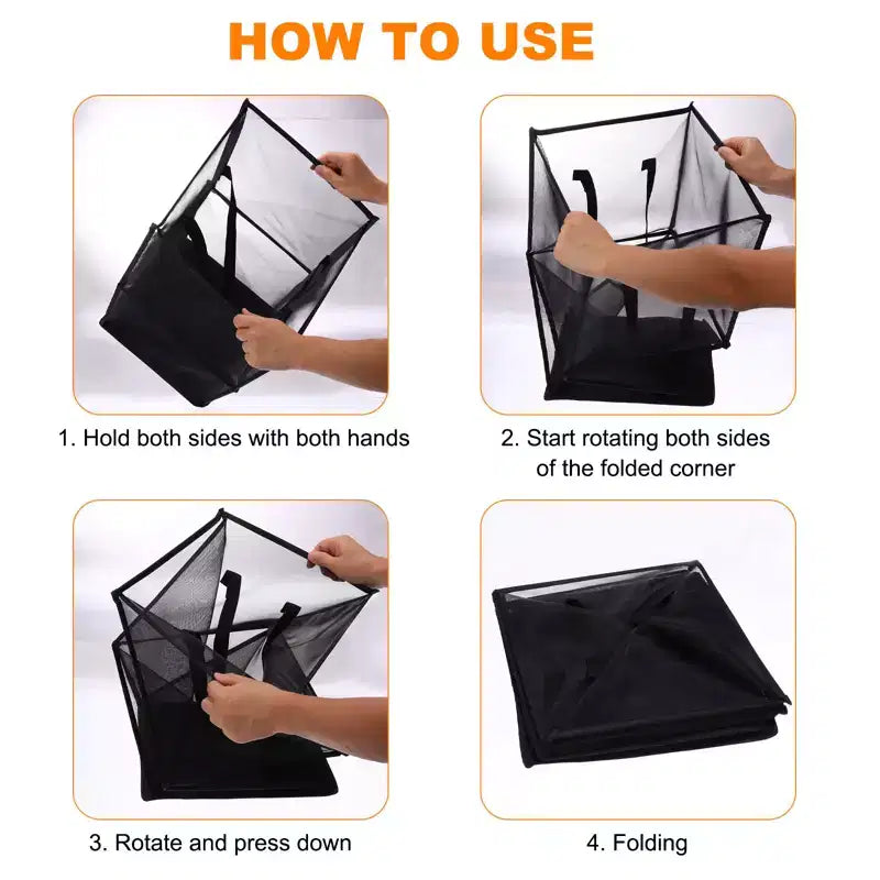 Nylon Mesh Portable Reinforced Handles Laundry Hamper