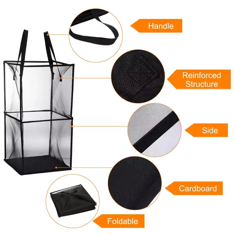 Nylon Mesh Portable Reinforced Handles Laundry Hamper