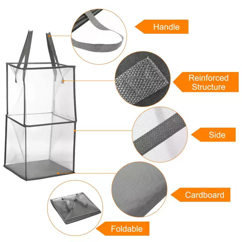 Nylon Mesh Portable Reinforced Handles Laundry Hamper