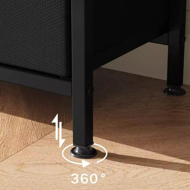 55 Black TV Stand with Grey Drawers, Dresser-Style Entertainment Center for Living Room & Bedroom Storage