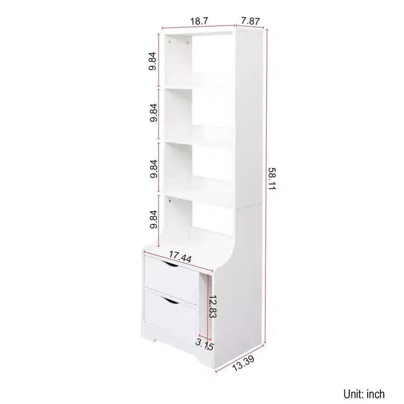 Nightstands with Bookshelf, Dresser with 2 Storage Drawers for Bedroom