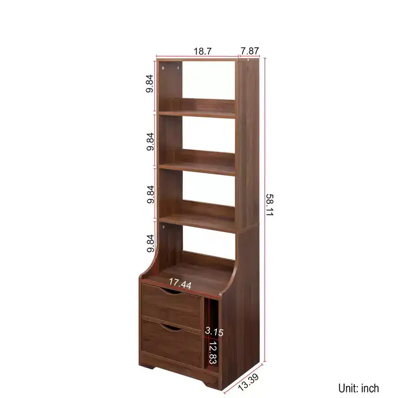 Nightstands with Bookshelf, Dresser with 2 Storage Drawers for Bedroom