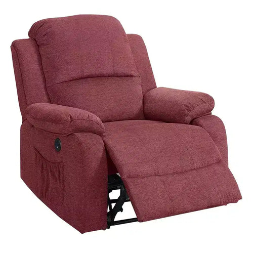 Royal Hampton 39 Inch Fabric Power Recliner with USB Port, Red