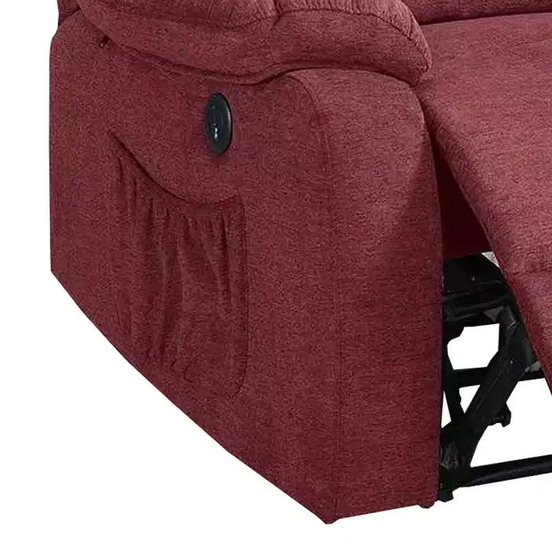 39 Inch Fabric Power Recliner with USB Port, Red