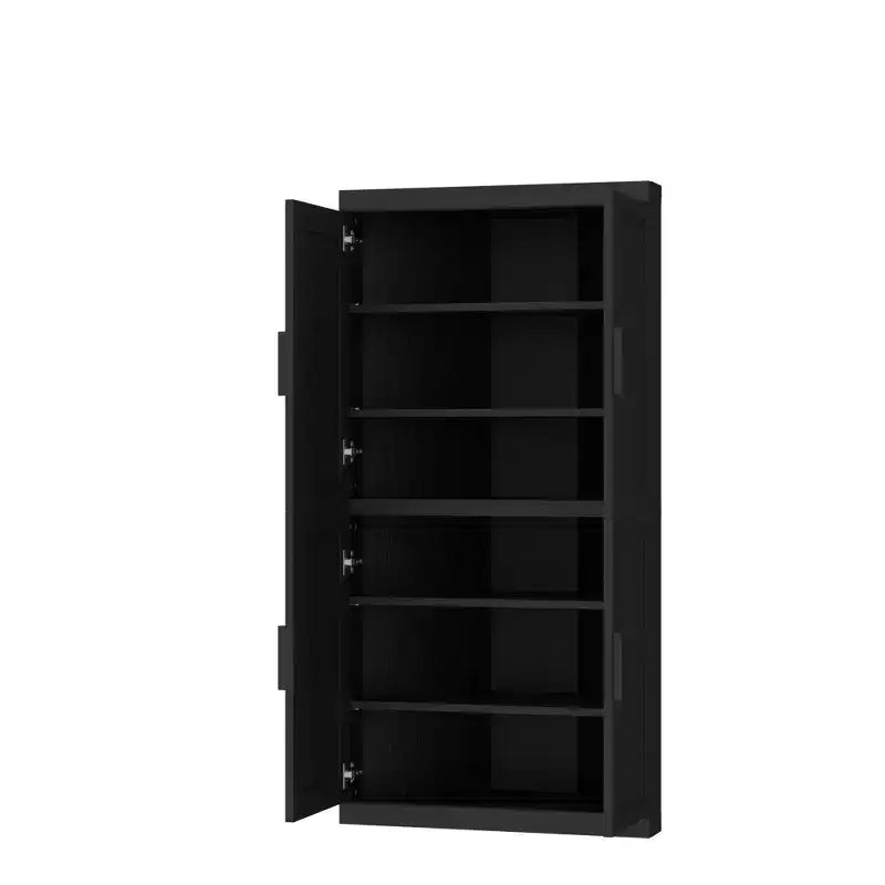 Modern Solid Wood 4 Doors Corner Storage Cabinet Efficient Storage for Home Cornei Libing Room Black
